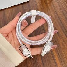 蝴蝶結樹脂風 Apple 手機充電器套組 40W，充電線保護套、充電頭保護殼，相容 Apple 充電器 - 彩色 - 查看 5