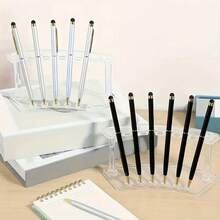 1 Set Plastic Pen Holder, 6-Slot Pen Display Rack . Eyebrow Pencil Holder . Makeup Brush Holder . Storage Rack, Suitable For Home Office And Store Use, Desktop Display Rack, Office Desk Accessories, Office Supplies - Multicolor - View 8