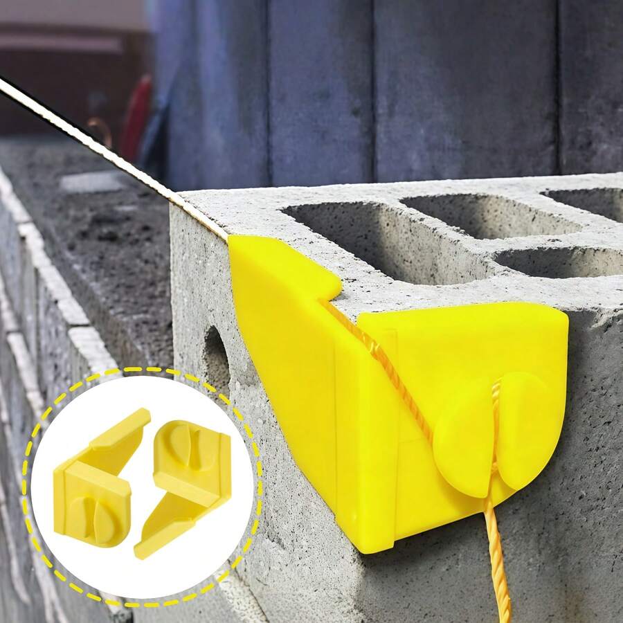 2 buah/Set Blok Sudut Garis Dinding/Jangkar Garis (Desain Cetak 3D), Klip Garis Dinding Plastik Kuning, Klip Garis Penentu Posisi Dinding, Blok Garis Konstruksi, Alat Pemasangan Batu Bata, Cocok Untuk Konstruksi Pondasi Dinding Dalam dan Luar Ruangan, Dapat Digunakan Kembali – Penting Untuk Profesional dan Penggemar DIY - Jangkar tali - View 1
