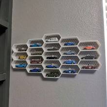 1pc Hexagonal Toy Car Storage Organizer, Stackable Multi-Compartment Space-Saving Design, Modular Honeycomb Wall-Mounted Display Rack, PLA Material, Suitable For Alloy Model Cars, RC Car Collection, Model Room Desktop/Shelf Display Box - Multicolor - View 5