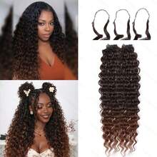 18 Inch 100pcs Women's Feather Crochet Braids Hair Extensions Magic Seamless Invisible Curly Deep Wave Crochet Braids - Multicolor - View 8