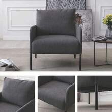 Sillón Mónaco Gris Oscuro Sofá Individual Moderno para Sala, Diseño Elegante, Tapizado en Tela Suave, Estructura Resistente, Ideal para Sala, Recámara u Oficina (Azul Oscuro) - Gris Oscuro - Ver 7