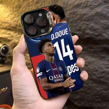 Cartel de fútbol azul Désiré Doué PSGfunda de teléfono Fundas compatibles con ,Apple,VIVO,OPPO,,, y Honor.Fabricadas en silicona TPU,ofrecen protección contra golpes y caídas. - Negro - Ver 3