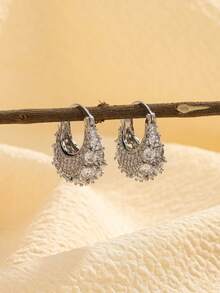 1 Pair Luxury Handbag Design Earrings, Cubic Zirconia Earrings, Vintage High-End Earrings, Holiday Gift - Multicolor - View 7