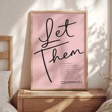 1pc Let Them Quote Wall Art Minimalist Inspirational Canvas Print Paintings|Aesthetic Pink Motivational Wall Decor For Bedroom,Living Room Or Office,Self Love Affirmation Poster,Mental Health Gift For Her,Unframed,Wooden Hanging Scroll Or Framed - Quote - View 6