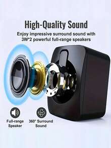 1 Pair Desktop Computer Speakers, Wired USB Powered 3.5mm Audio Interface, Suitable For Desktop PC Laptop Phone Monitor, LED Blue Light Stereo Surround Bass Adjustable Volume, Mini Compact Gaming Multimedia Audio Speakers - View 12
