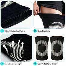 RPPR 2pcs/1 Pair Short Ultra-Thin Extra Large High Elasticity Compression Knee Pads, Plus Size Knee Sleeves, Suitable For Running, Fitness, Daily Life, Unisex Plus Size Knee Support, Black, Fits Up To 264lbs/120kg - Black - View 9