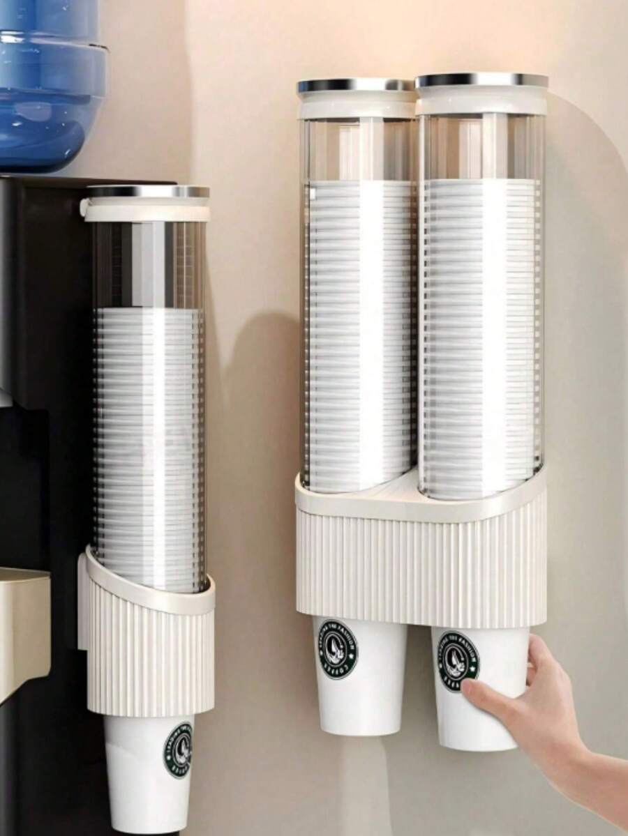 1個壁掛式一次性杯子分發器，高級紙杯架儲物架，適用於飲水機、吧檯收納整理 - 彩色 - 查看 1