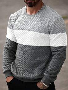 1pc Men's Casual Sports Pullover, Slim Fit, Jacquard Design.. Material Is 100% Polyester, Available In Multiple Colors. Black - Black - View 1