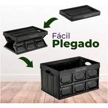 Caja De Plástico Negro Colapsable Reforzada Apilable - Negro - Ver 3