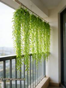 10pcs Light Green Artificial Hanging Leaf Vines, Faux Willow Branches, Simulated Plastic Plants, Green Leaves, Fake Ivy, Suitable For Wall, Balcony, Garden, Wedding, Windowsill, Party, Wreath Decoration, Jungle Decor, Home Indoor/Outdoor Garden, DIY Basket, Flower Pot Filler, Wedding Party Decoration, UV Resistant - Light Green - View 8