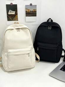 Fashion Solid Color Backpack, Multi-Functional Large Capacity Casual Commute Backpack (Unisex/Student Suitable) With Laptop Compartment, Back To School Essential - Multicolor - View 2