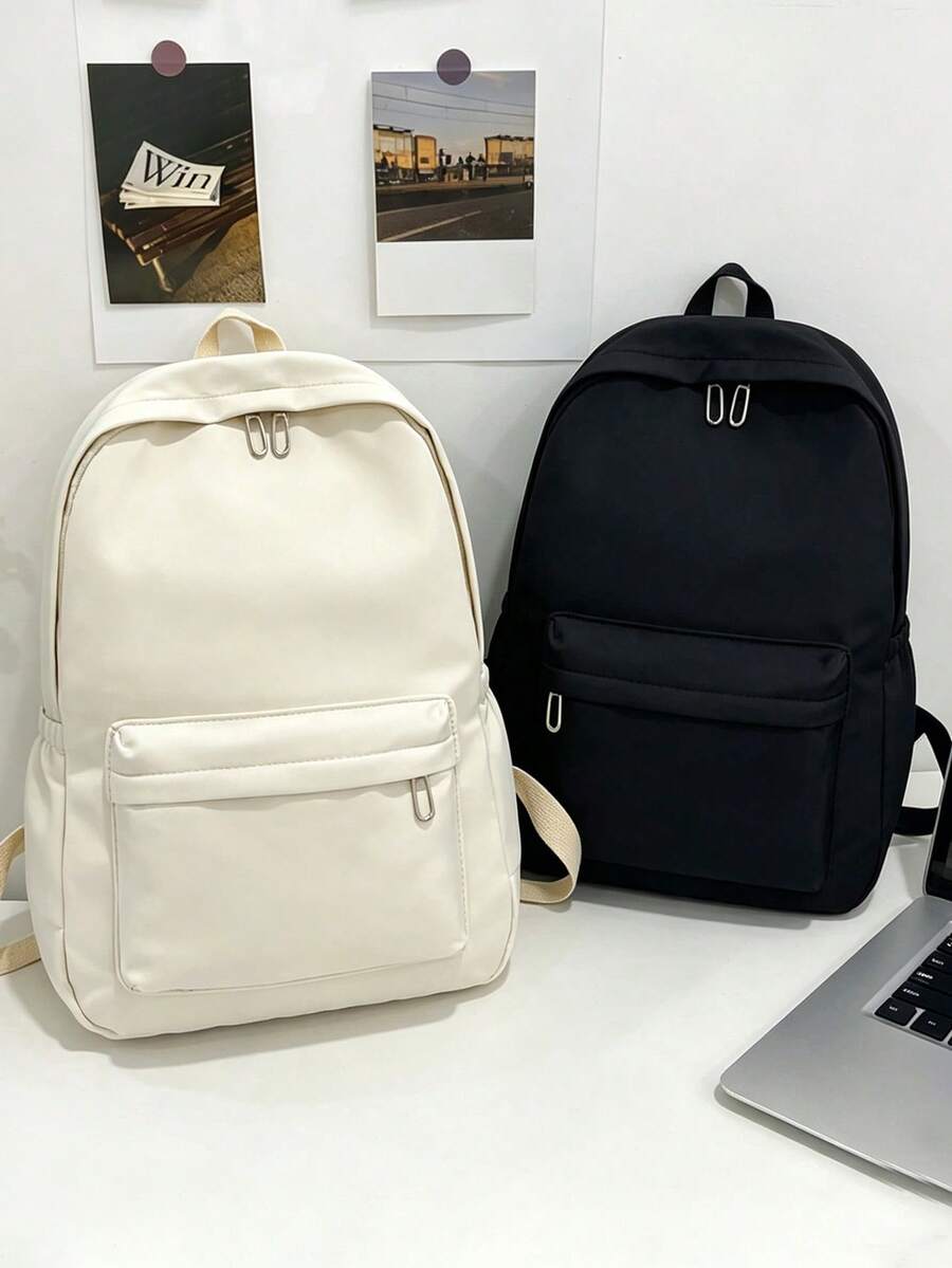 Fashion Solid Color Backpack, Multi-Functional Large Capacity Casual Commute Backpack (Unisex/Student Suitable) With Laptop Compartment, Back To School Essential