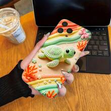 Cute, Tpu Phone Case, Turtle And Rainbow Design, Compatible With Iphone 13 14 15 16 17 And Models - Clear - View 1