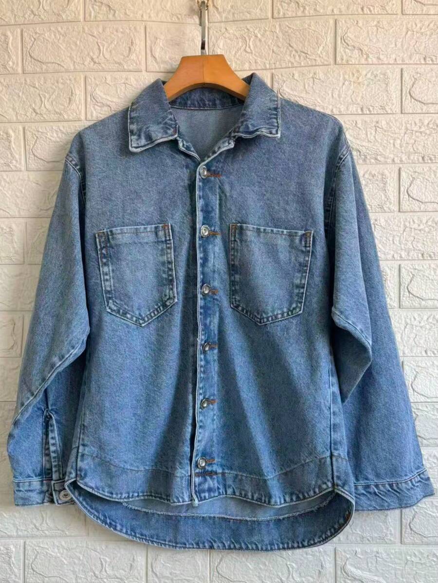 Off-The-Shoulder Denim Jacket For Women. - Azul lavado medio 8294+ - Ver 1