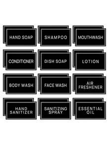 24pcs Waterproof Labels, Suitable For Plastic/Glass Bottles, Bathroom Hand Soap Dispenser Bottle Stickers, Cleaning Bottle Labels, Can Be Used For Lotion, Shampoo, Conditioner - Black 24pcs - View 1