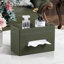 Grün gestreifte PU-Leder Taschentuchbox-Abdeckung, erhältlich in rechteckigen und quadratischen Stilen, geeignet für Auto, Wohnzimmer, Schlafzimmer und Badezimmer - Verschiedenfarbig - Übersicht 12