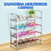 Metal Shoe Organizer Rack, Adjustable Shoe Shelf Without Tools, Storage For Sneakers, Boots, Heels For Bedroom, Hallway, Closet - Light Grey - View 2