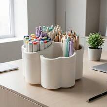 1pc 4-Compartment Large Capacity Pencil Holder, Multi-Function Pen Holder, Office Desk Organizer, 4-Compartment Design, Multi-Purpose Cosmetic Storage, Multi-Compartment Storage, Minimalist Design, Suitable For Office And Bedroom - Multicolor - View 6