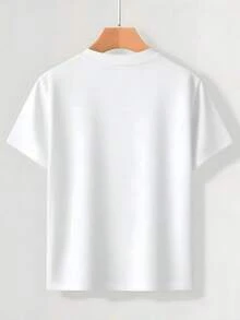 Camiseta creativa de manga corta para niños y adolescentes, con temática de pescador, lavable a máquina, hecha de tela ligeramente elástica, diseño de cuello redondo, elegante y versátil, ad - Blanco - Ver 2