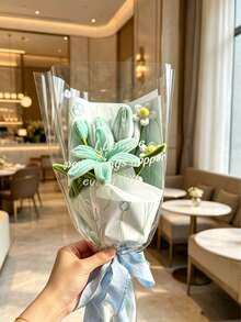 手工毛絨鬱金香與百合花束，馬卡龍色迷你包裝花禮，韓系美學攝影道具，生日與情人節禮物 - 彩色 - 查看 8