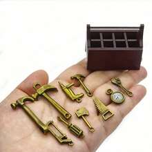 11pcs Copper-Tone Vintage Tool Box, Suitable For Doll House Tool Shed Decor! - Multicolor - View 13
