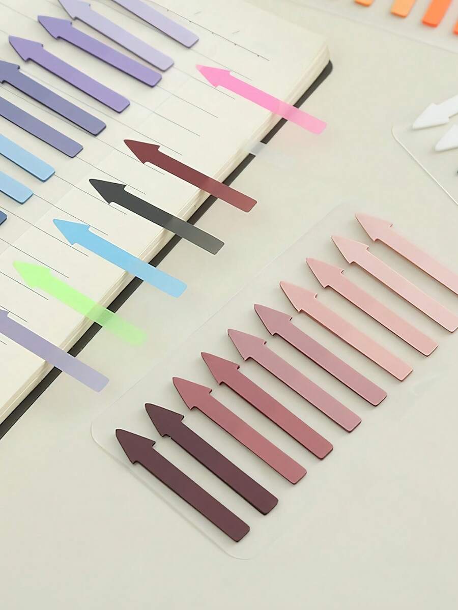 200pcs/Pack Gradient Arrow Shaped Index Tabs, Transparent Design, Suitable For Writing With Ballpoint Pen, For Student Notes, Highlighting And Categorizing Sticky Notes School Supplies - Multi Colors - View 1