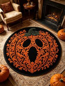 1pc Vintage Pumpkin Decorative Rug, Bedroom Decor, Small Rug, Carpet, Halloween Gift, Bathroom Rug, Washable - Multicolor - View 1