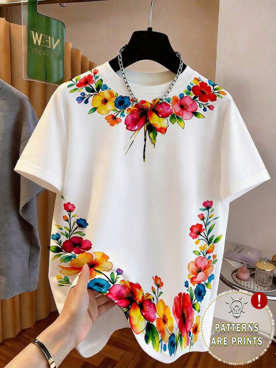 Resyla Women's Short Sleeve T-Shirt With Round Neck And Striped Print, Suitable For Summer Holidays And Everyday Wear - 多色 22 - 查看 1