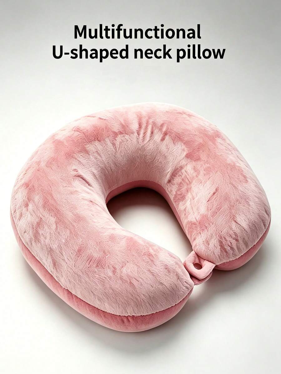 1pc Memory Foam U Shaped Neck Pillow Ergonomic Cervical Support Soft Plush Travel Headrest For Airplane Car Office Nap Adult Washable Long Trips