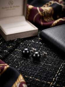 Women Stud Earrings - Black - View 2