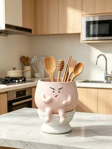 Cartoon Resin Kitchen Utensil Holder, Fun Countertop Storage Container, Cute Character Design, Suitable For Storing Chopsticks, Spatulas And Tableware, Applicable For Kitchen, Dining Area Or Breakfast Area - Multicolor - View 7