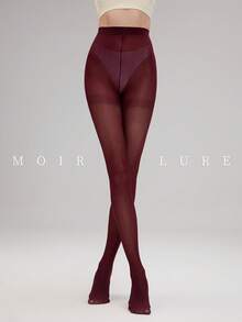 MOIRÉALLURE 1件純色適合日常生活的基礎緊身褲 - 酒紅色 - 查看 5