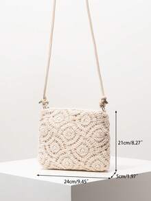 (Random Pattern)Crossbody Bag, Floral Pop, Boho, Summer Beach Bag, Travel Essential, Cruise Essential, Vacation Outfits Women, Crochet Set, Gifts For Women - Apricot - View 8