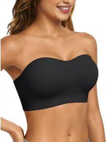 Sujetador sin tirantes push-up soporte mujer sin costuras - Blanco - Ver 6
