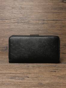 HOVI'S Cartera de hombre con correa larga para la muñeca - PU texturizado negro, múltiples ranuras para tarjetas, compartimento para teléfono, cierre con cremallera y broche, gran capacidad - Negro - Ver 4