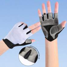 1 Pair Solid Color Polyester Open Finger Sports Gloves, Elastic, Anti-Slip, Casual, Spring/Autumn - A - View 4