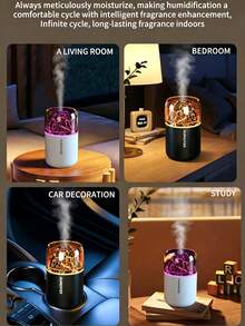 Volcanic Rock Effect Humidifier & Essential Oil Diffuser, With Color-Changing Ambient Light, Quiet Air Humidifier For Home, Bedroom, Bathroom, Hotel, Office, Home Decor Gift, High-End Aesthetic Home Decoration - Cylindrical - View 6