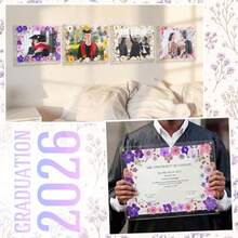 4 Style 2026 8.5x11 Floral Acrylic Graduation Certificate Frame Pressed Flower Wall Mount Floating Picture Frame 11x14 A4 Photo For Diploma Degree Document Memory Picture Gift - Multi Flower - View 5