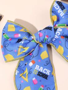 1pc Back To School Blue Hair Bow Clip,Stationery Pattern Hair Clip,Casual Fabric Hair Pin,Opening Ceremony/First Day Of School Hair Accessory,Teenager - Multicolor - View 3
