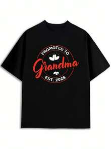 Promoted To Grandma 2025 Men's Black T-Shirts Gifts Graphic Tees Summer Clothes Stylish And Lightweight, Perfect For Summer Sports And Leisure Wear - Suitable For Streetwear - 白色 - 查看 2