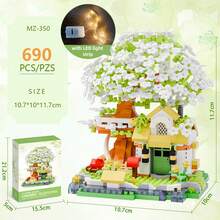 Mini Cherry Blossom Tree House Building Blocks, Buildable Blocks, Collectible Display Item, Everlasting Flowers, Home/Office Decor, Building Blocks Toy, Adult Building Blocks Toy, Wedding Gift, Holiday Gift, Birthday Gift - Four Seasons Treehouse - View 5