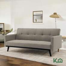 Kingshouse |   Sillón Sofá Cama Plegable - Sala Moderna Minimalista - Tapizado Poliéster - Estructura Madera - 3 Personas - Departamento o Casa - Color Gris - Beige - Ver 3
