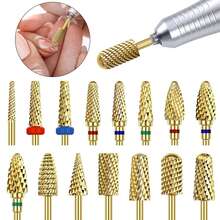 Golden 1PC Professional Nail Drill Bit Cone Carbide Manicure Drill For Electric Milling Cutter Nail Files Buffer Nail Art Equipment Accessory - Gold - View 1