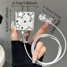 Black Spider Style Charger And Cable Protector Set Compatible With Apple 18-20W Charging Cable, Anti-Break Cable Organizer - Multicolor - View 8