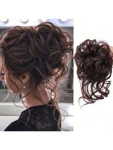 1pc 8 Inch Synthetic Curly Donut Bun Elastic Hair Tie Messy Bun Hair Piece Wig Hair Accessory - Multiple Styles - View 7