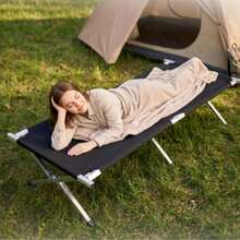 Outdoor Portable Folding Camping Cot, Black And Green Dual Color Options, Simple Folding Bed For Camping And Napping - Black - View 6