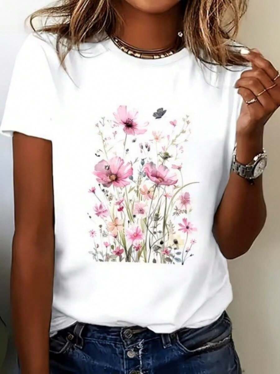 Women's Long-Sleeved T-Shirt, Fashionable Casual T-Shirt, High-Quality Feel, Versatile Casual Top For Women, Everyday Fashion. | Soft And Comfortable Fabric | Women's Spring/Summer T-Shirt - 白色 - 查看 1