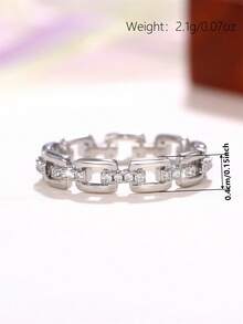1 Stück süßer kubischer Zirkonia Ring, Damen Hochzeits-Verlobungs-Jahrestags-Schmuck Valentinstag Geschenk - Silber - Übersicht 6
