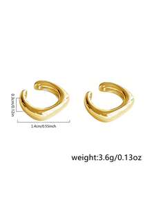2 piezas de aros de oreja minimalistas en forma de U, lisos y básicos, para mujeres sin perforaciones en las orejas - Amarillo Oro - Ver 3